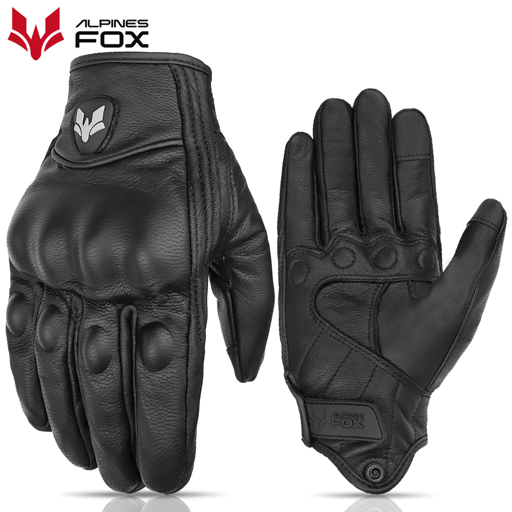 Motorcycle Gear Fox - Vintage Genuine Leather Perforated Motorbike Gloves