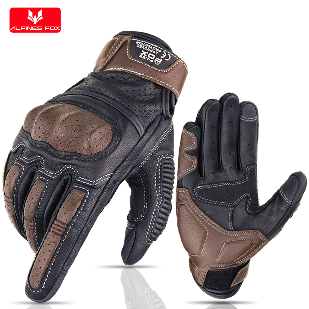 Motorcycle Gear Fox - Vintage Genuine Leather Motorcycle Gloves Summer